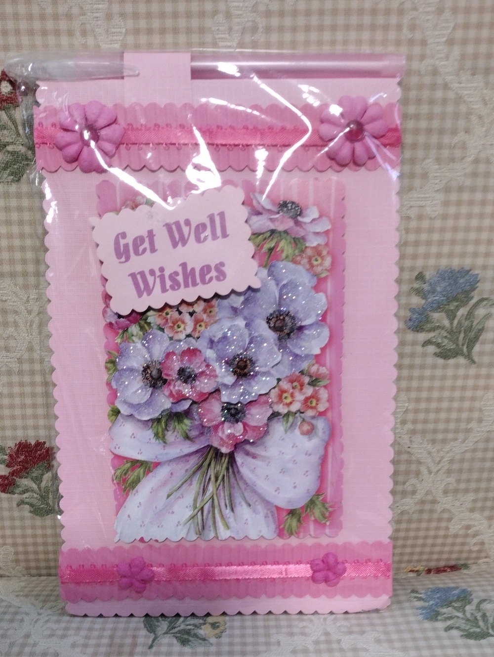 Get Well Wishes Pink Floral Customized Notepad